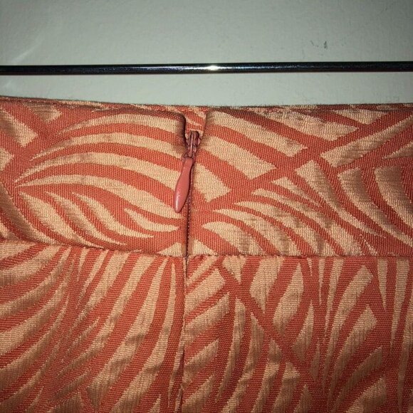 Calvin Klein Women Plus Size 16W Jacquard Coral & Peach Pencil Skirt Leaf Design - Picture 3 of 6